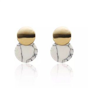 Gold & White Marble Round Earrings 🎁 BUNDLE EARRINGS - 3/$55 OR 5/$70 🎁